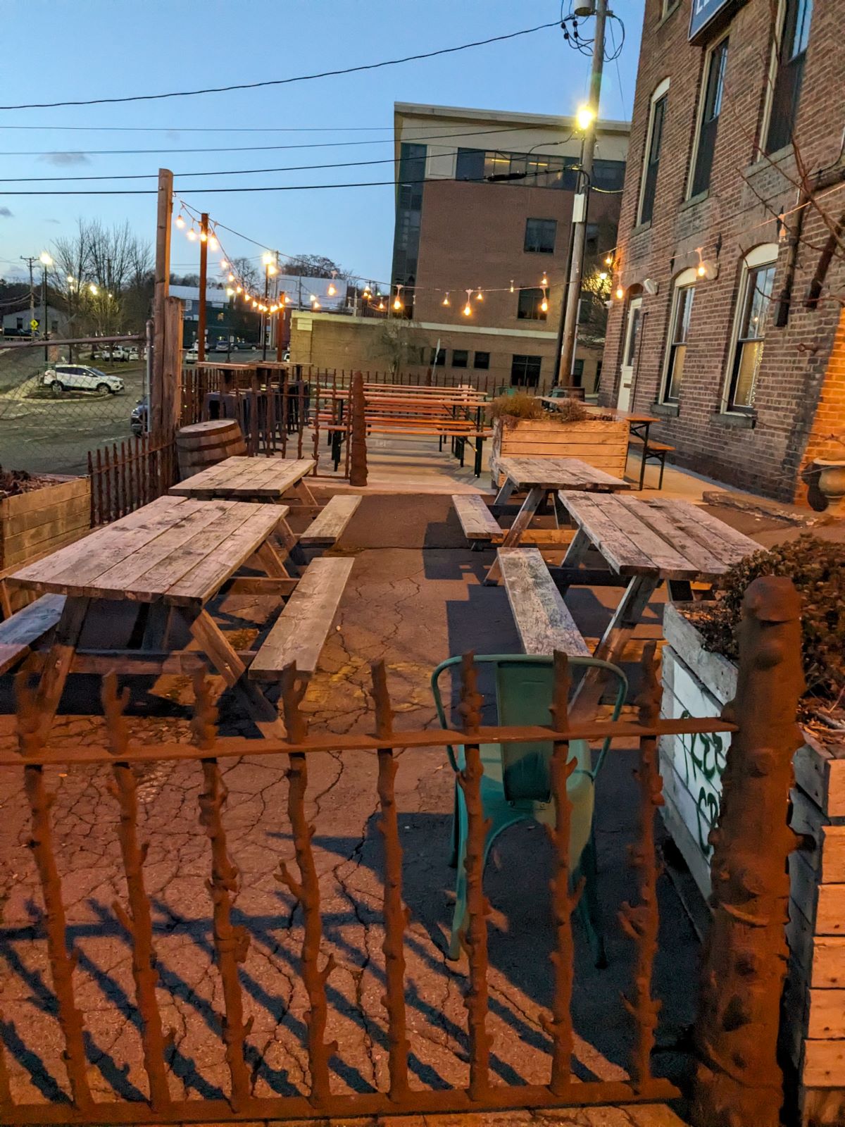 Outside seating area at Left Bank Ciders.