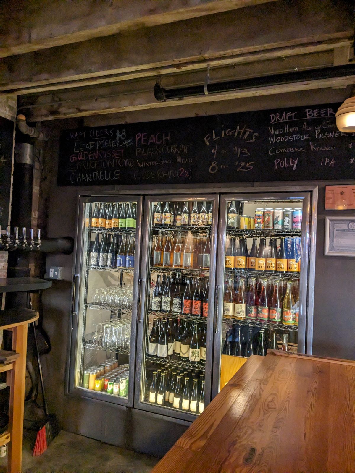 Cooler in the tap room at Left Bank Ciders.