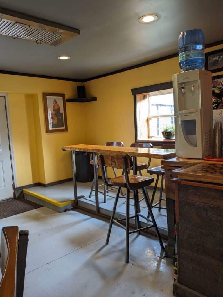 Bar table seating area.