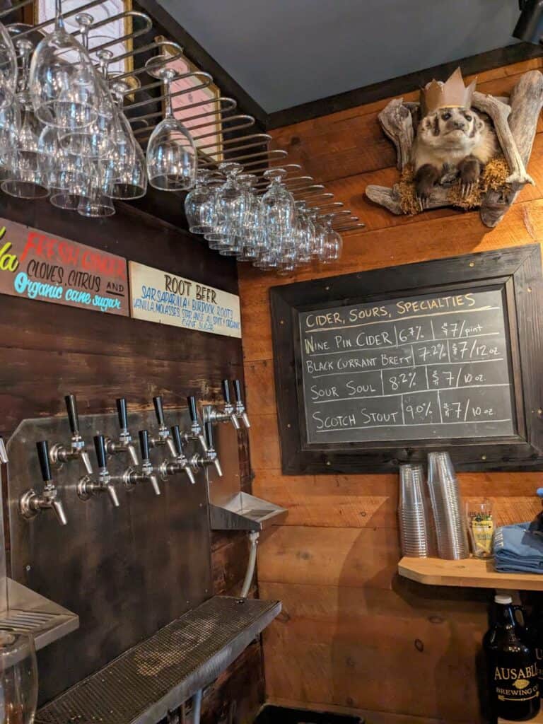 Soda taps and specialties tap list.