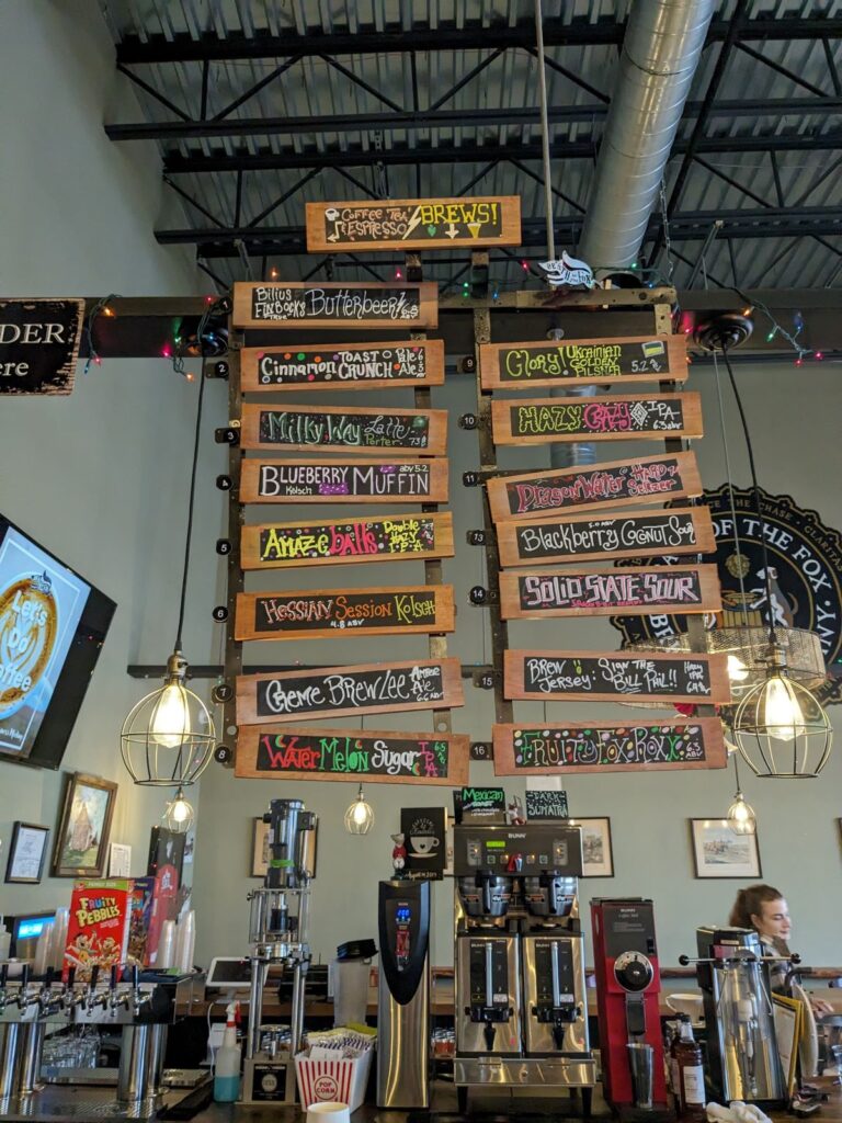 Hanging tap list.