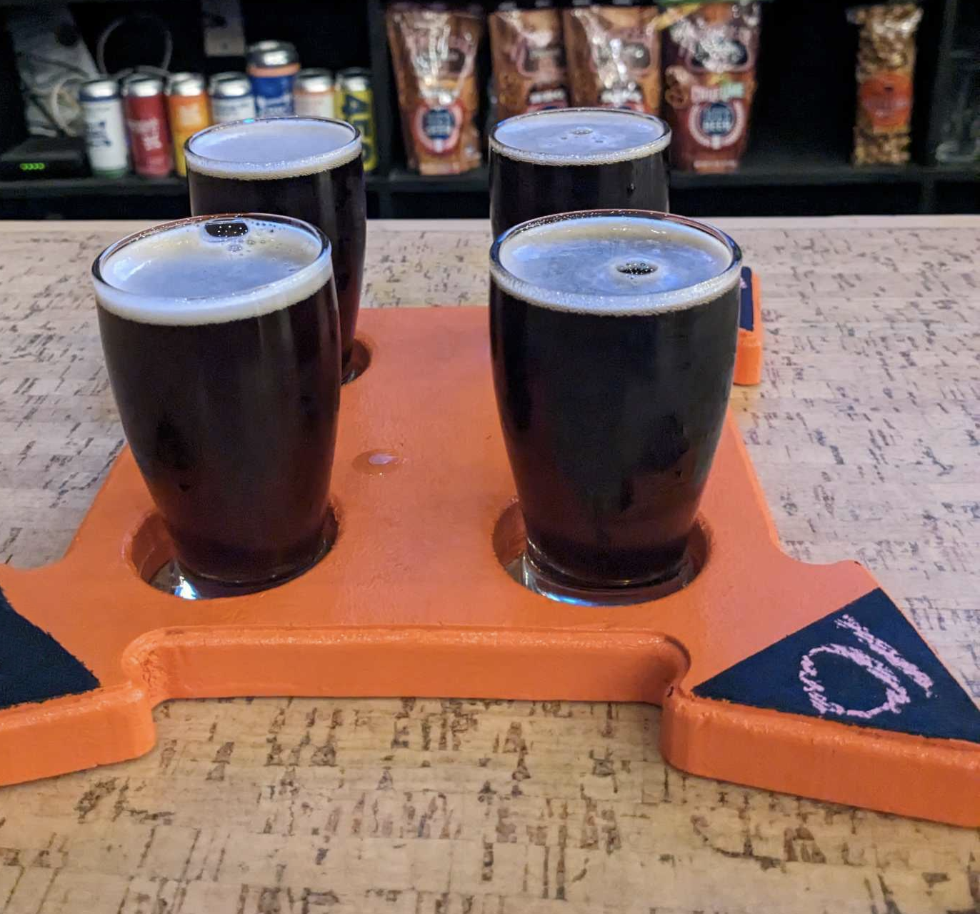 Flight of dark beers.