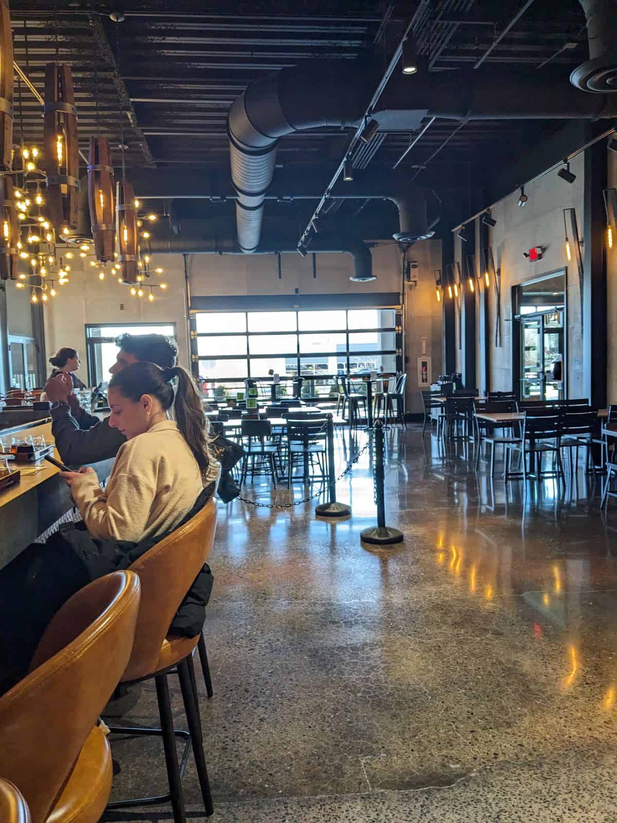 Bar and indoor seating.