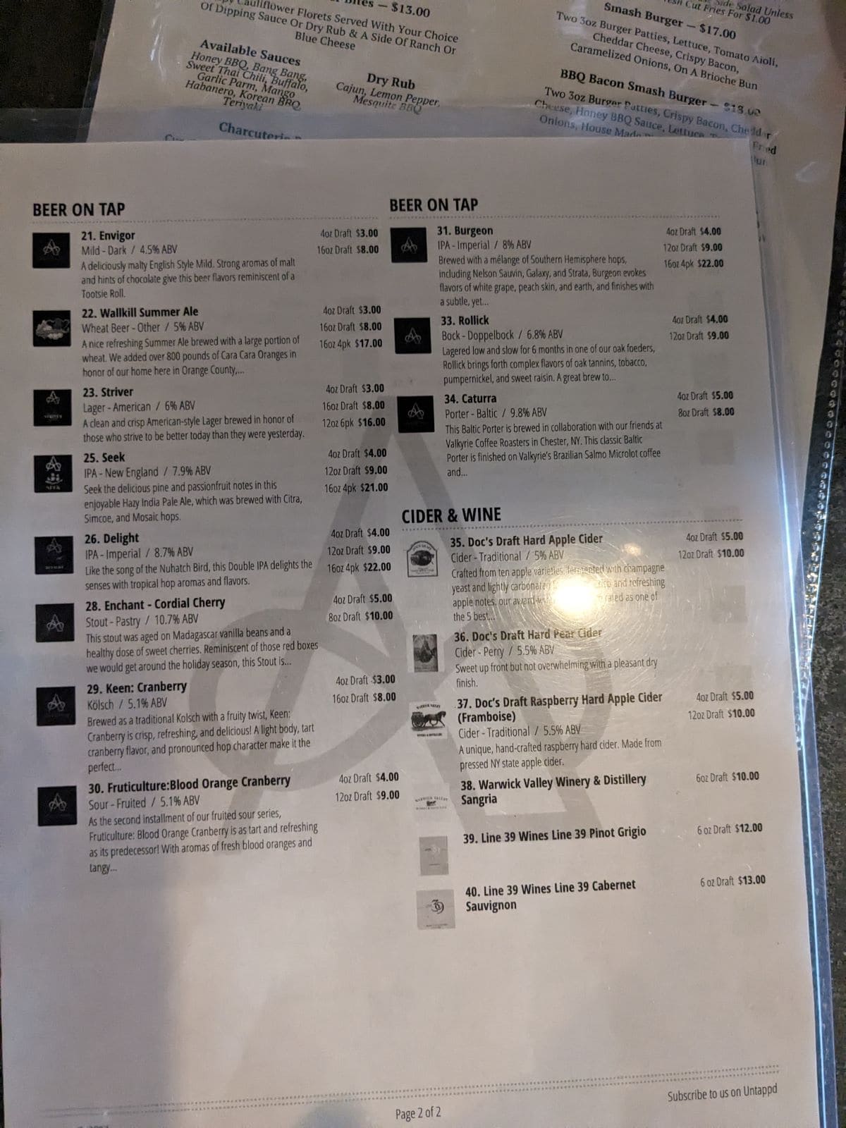 Tap list descriptions beers 21-37.