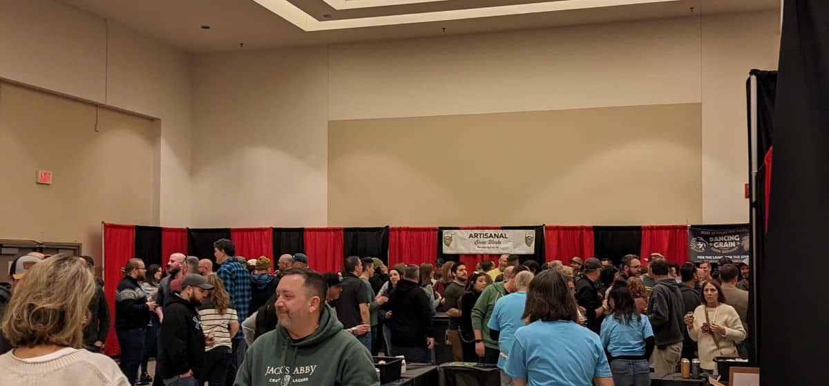 Crowd around various brewers tables.