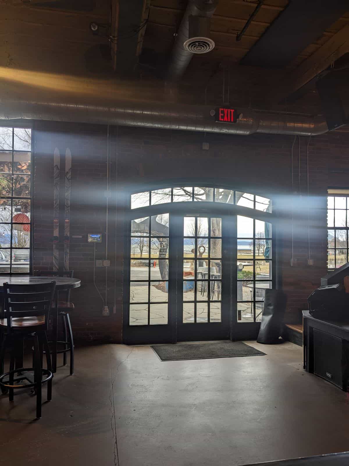 View looking out from the taproom.