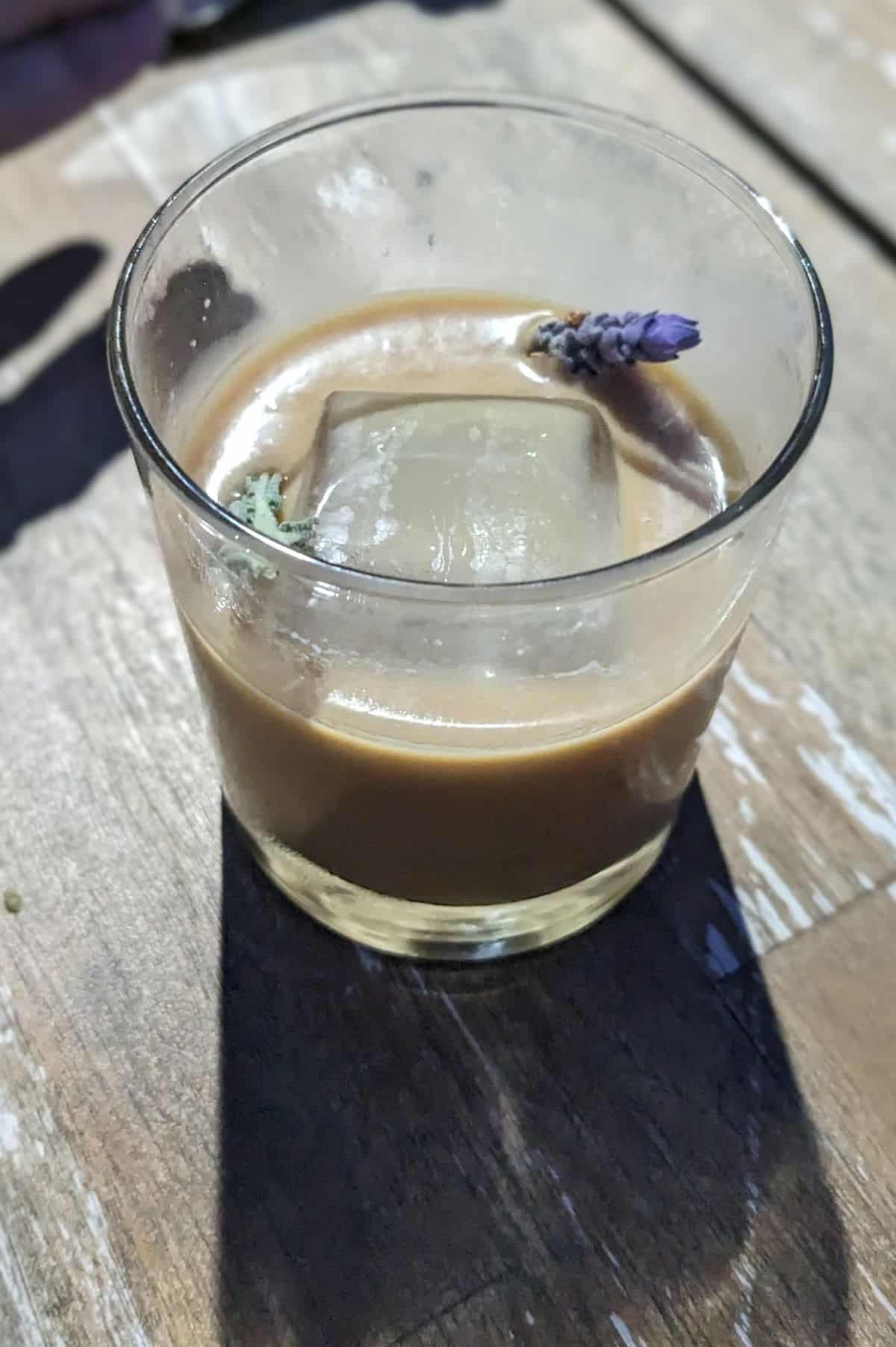 Lavender haze iced coffee.