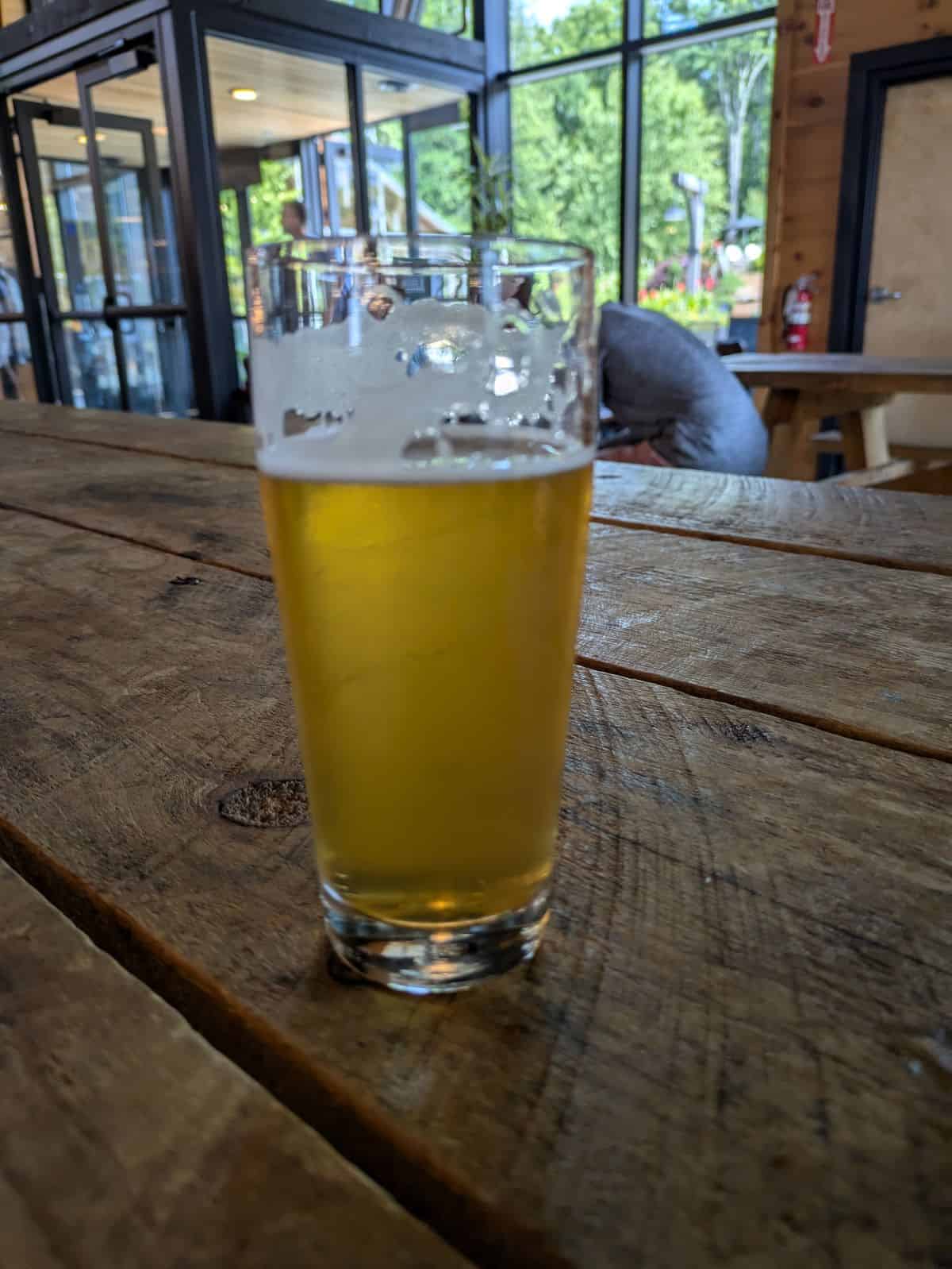 Glass of beer on a table